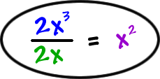 2x^3 / 2x = x^2