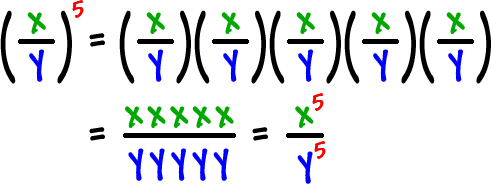( x / y )^5 = x^5 / y^5