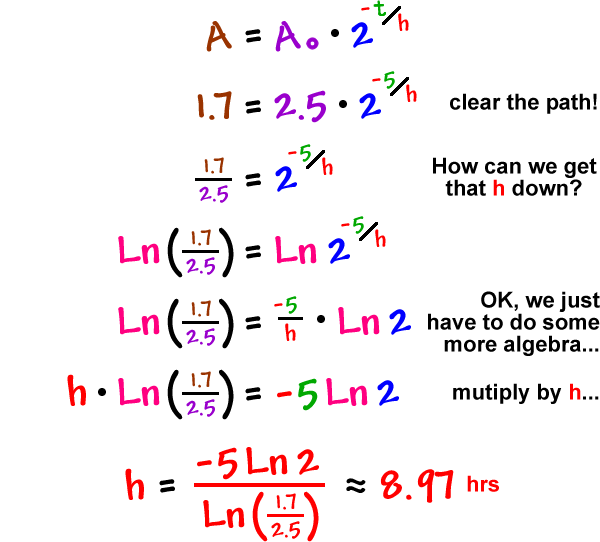 How To Solve Half Life Problems Algebra