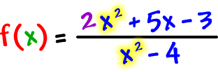f( x ) = ( 2x^2 + 5x - 3 ) / ( x^2 - 4 )