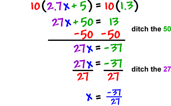 decimals fractions solving equations multiply dealing zero