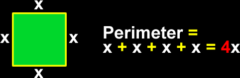 Perimeter = x+x+x+x = 4x